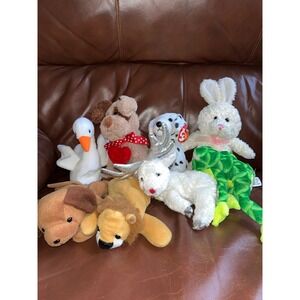 Lot 7 Plush Animals Dog Cat Deer Frog Bunny